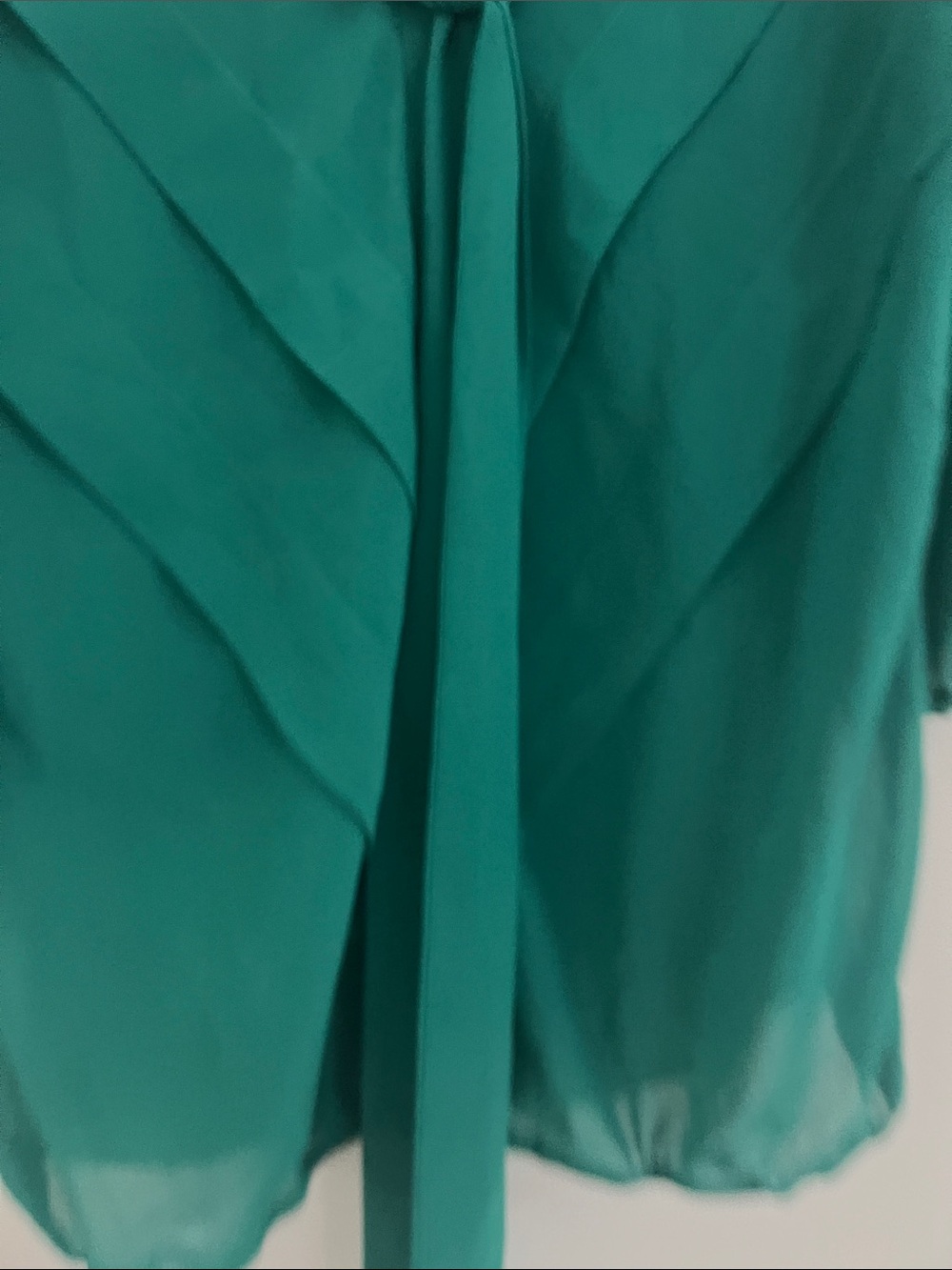 Max Studio Emerald Green Pleated Tie-Neck Blouse - Picture 6 of 8